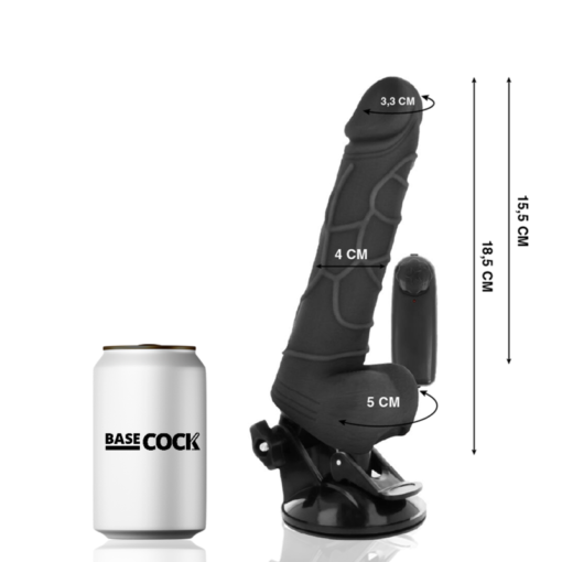 BASECOCK - VIBRATORE REALISTICO TELECOMANDO NERO 18.5 CM -O- 4CM - immagine 2
