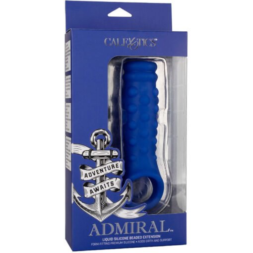 CALEXOTICS - ADMIRAL COPERTURA PER PENE CON PERLINE IN SILICONE LIQUIDO BLU - immagine 6