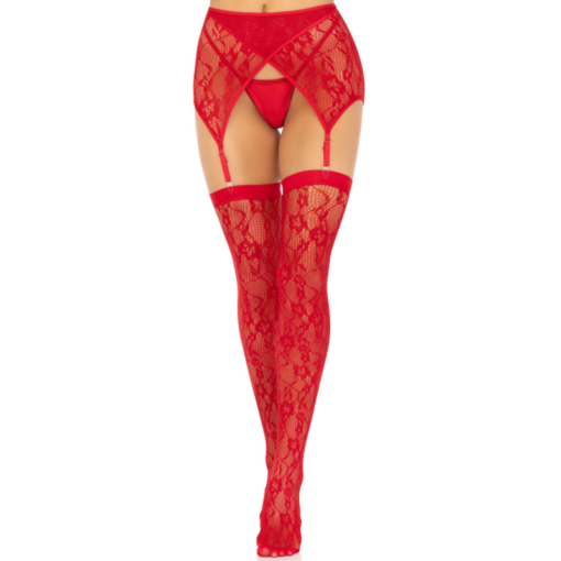 LEG AVENUE - CALZINI IN PIZZO E REGGIARGIACCHINO ROSSO - immagine 4
