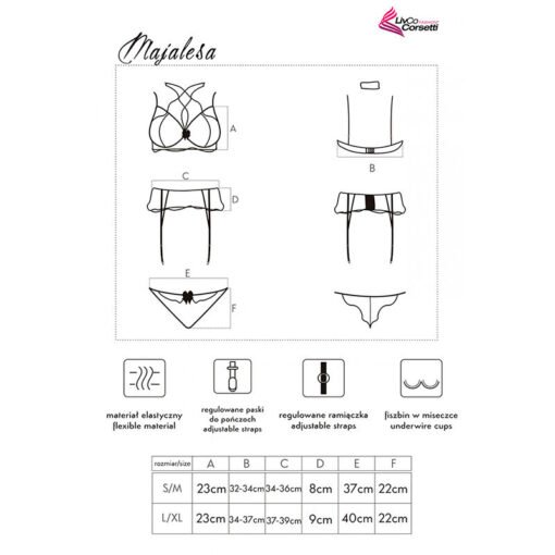 LIVCO CORSETTI FASHION - MAJALESA LC 90526 REGGISENO + REGGISENO + SLIP NERO - immagine 5