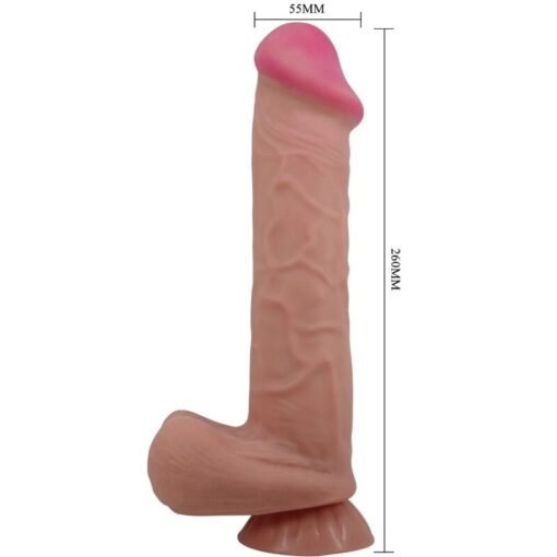 PRETTY LOVE - DILDO REALISTICO SLIDING SKIN SERIES CON VENTOSA SCORREVOLE DELLA PELLE MARRONE 26 CM - immagine 6
