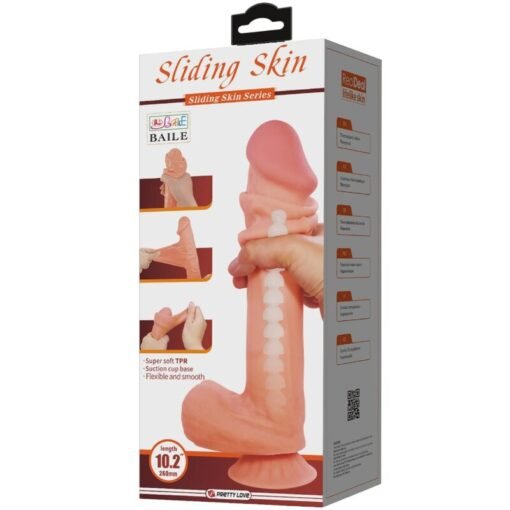PRETTY LOVE - DILDO REALISTICO SLIDING SKIN SERIES CON VENTOSA SCORREVOLE DELLA PELLE MARRONE 26 CM - immagine 7