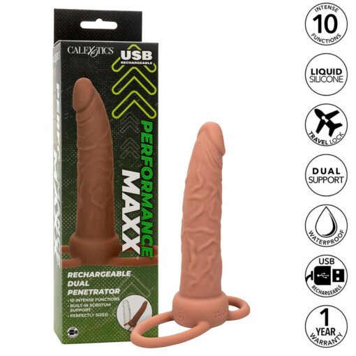 CALEXOTICS - PERFORMANCE MAXX RICARICABILE DOPPIO PENETRATORE MARRONE PELLE - immagine 2
