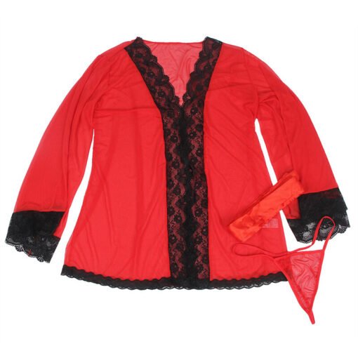 SUBBLIME - VESTAGLIA IN TESSUTO TRASPARENTE CON DETTAGLI IN PIZZO ROSSO S/M - immagine 5