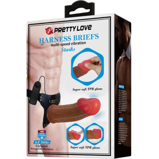 PRETTY LOVE - STARKS IMBRAGATURA SLIP DILDO VIBRAZIONE MULTI-SPEED 17,5 CM MARRONE CHIARO - immagine 9