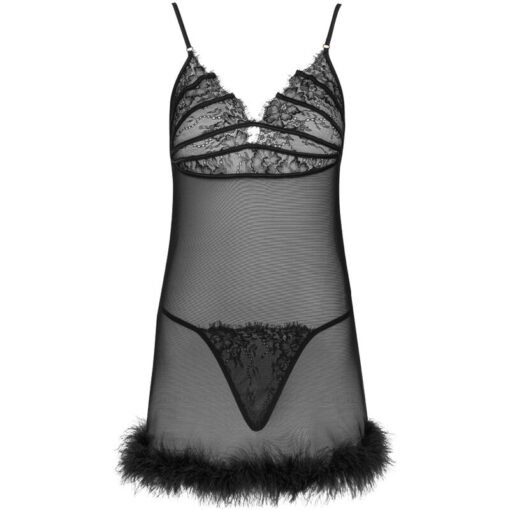 LIVCO CORSETTI FASHION - SET ZERUNAM BABYDOLL + PERIZOMA NERO - immagine 3