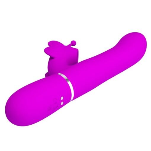 PRETTY LOVE - VIBRATORE MULTIFUNZIONE RABBIT 4 IN 1 FARFALLA FUCSIA - immagine 4