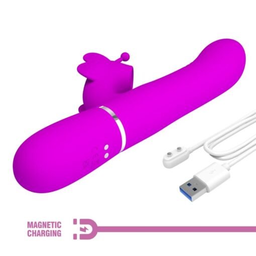 PRETTY LOVE - VIBRATORE MULTIFUNZIONE RABBIT 4 IN 1 FARFALLA FUCSIA - immagine 9