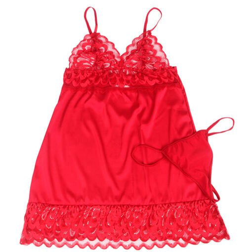 SUBBLIME - BABYDOLL IN RASO CON PIZZO ROSSO L/XL - immagine 6