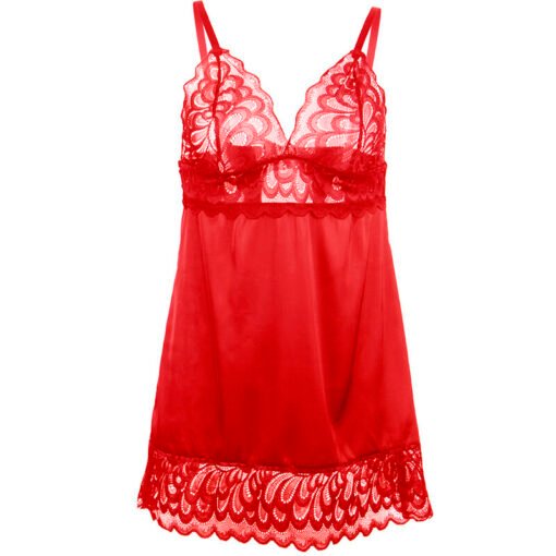 SUBBLIME - BABYDOLL IN RASO CON PIZZO ROSSO L/XL - immagine 4