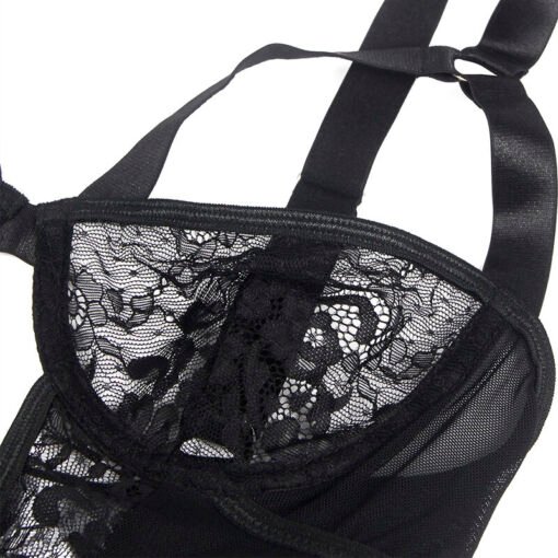 SUBBLIME - ORSACCHIOTTO CON GIARRETTIERA CON DETTAGLIO IN PIZZO E STRISCE NERO L/XL - immagine 7
