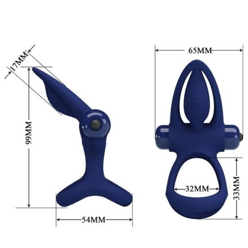 PRETTY LOVE - MAT DOPPIO ANELLO CON VIBRAZIONE E STIMOLATORE BLU - immagine 7