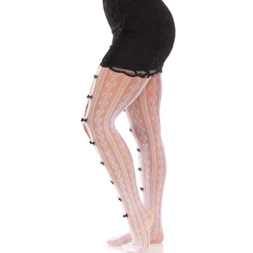 LEG AVENUE - CALZE CON APERTURE CUORE E FIOCCHI BIANCHI - immagine 3