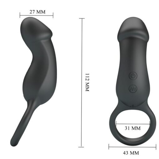 PRETTY LOVE - TRAE ANELLO VIBRANTE CON STIMOLATORE NERO - immagine 4