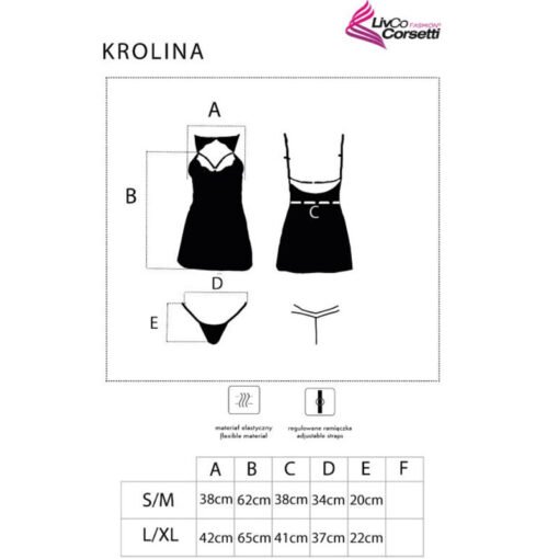 LIVCO CORSETTI FASHION - KROLINA LC 90734 CHEMISE + PERIZOMA NERO S/M - immagine 4