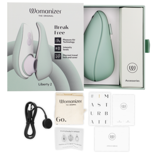 WOMANIZER - LIBERTY 2 STIMOLATORE CLITORIDEO E ONDE STIMOLANTI VERDE CHIARO - immagine 6