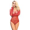 SUBBLIME - 952303 BODY LUCIDO CON SPALLE SCOPERTE MANICA LUNGA ROSSO TAGLIA UNICA