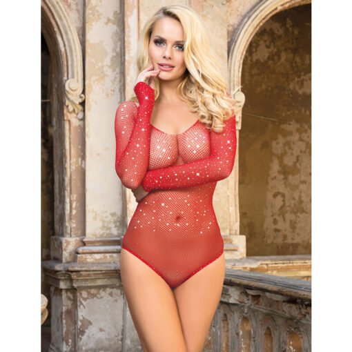 SUBBLIME - 952303 BODY LUCIDO CON SPALLE SCOPERTE MANICA LUNGA ROSSO TAGLIA UNICA - immagine 5