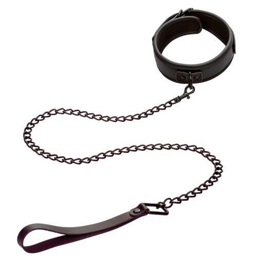 CALEXOTICS - NOCTURNAL COLLARE E GUINZAGLIO IN PELLE REGOLABILE NERO - immagine 2