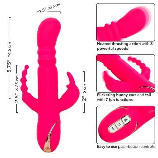 CALEXOTICS - JACK FANTASY VIBRATORE TRIPLO RISCALDATO ROSA CONIGLIO - immagine 7