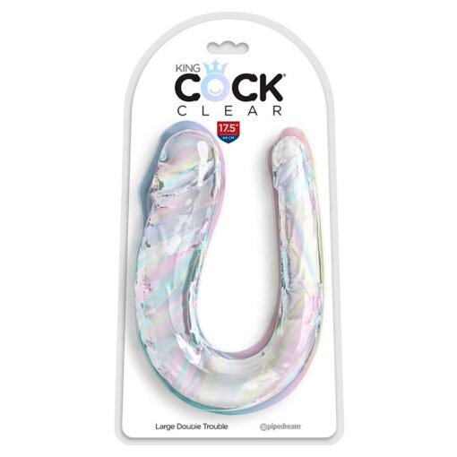 KING COCK - DOUBLE TROUBLE DOPPIO TROUBLE 44 CM TRASPARENTE - immagine 2