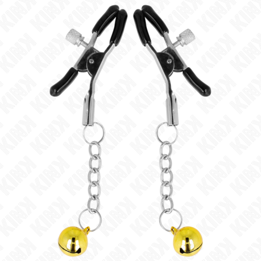 KINK - MORSETTI PER CAPEZZOLI CON PENDENTE JINGLE BELL ORO 6 CM - immagine 2