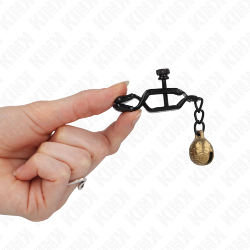 KINK - MORSETTI PER CAPEZZOLI STILE BELL JAW NERO 7 CM - immagine 4