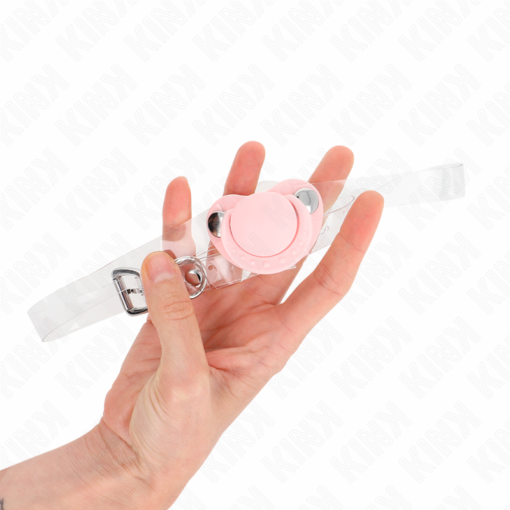 KINK - BAVAGLIO A FORMA DI CIUCCIO ROSA 5.5 x 4 CM REGOLABILE 43-60 CM - immagine 3