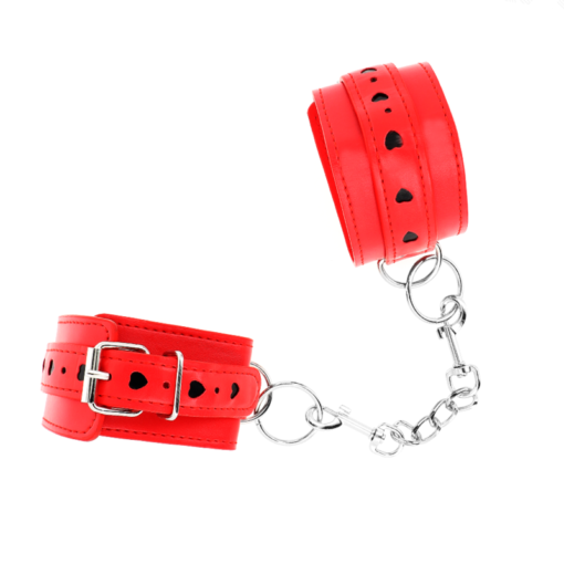 KINK - POLSO ROSSO CON INTARSIO A CUORE NERO REGOLABILE 21-28 CM X 5,5 CM - immagine 2