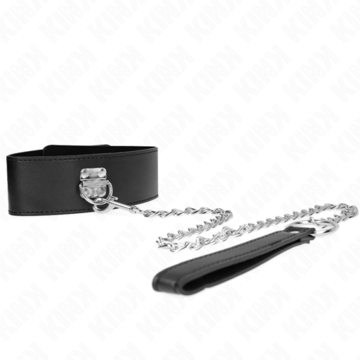KINK - COLLANA CON CINTURA 65 CM CON CINTURINO LARGO NERO REGOLABILE 33,5-41 CM X 5 CM - immagine 3