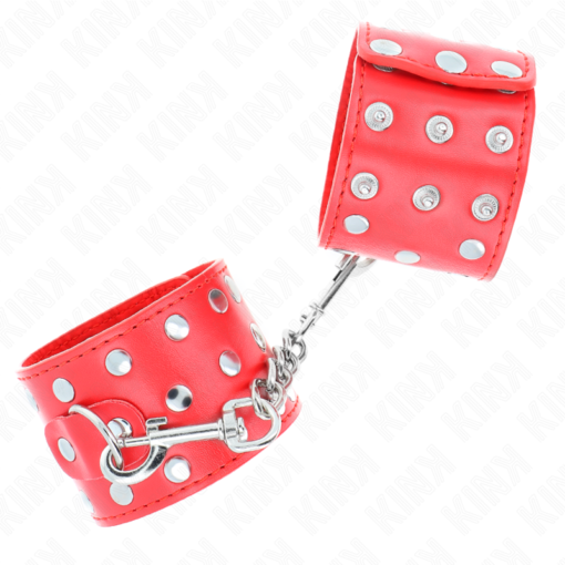KINK - RESISTENZA DA POLSO CON CHIUSURA A SCATTO COMPLETA DI RIVETTI ROSSO REGOLABILE 19-24 CM X 5,5 CM - immagine 2