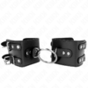 KINK - POLSO FISSO CON ANELLO E BORCHIE REGOLABILE NERO 17-22 CM X 6,5 CM