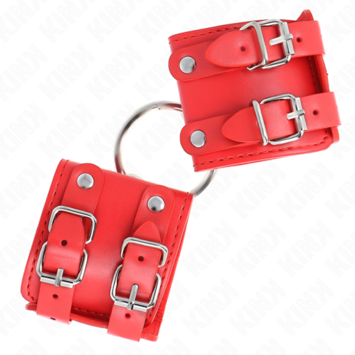 KINK - POLSO FISSO CON ANELLO E BORCHIE REGOLABILE ROSSO 17-22 CM X 6,5 CM - immagine 2