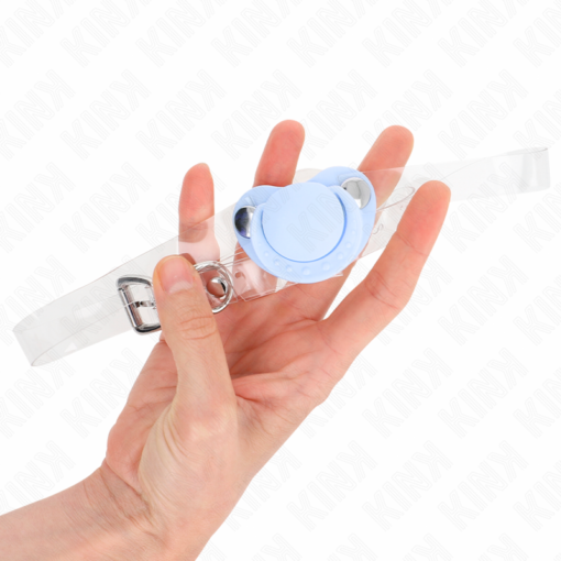 KINK - BAVAGLIO A FORMA DI CIUCCIO AZZURRO 5.5 x 4 CM REGOLABILE 43-60 CM - immagine 2