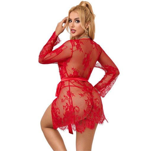 SUBBLIME - 953782 CAMICIA DA NOTTE IN PIZZO + PERIZOMA ROSSO L/XL - immagine 6