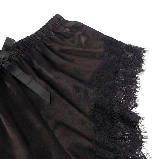 SUBBLIME - 953942 VESTAGLIA DA NOTTE CASUAL IN SETA + PANTALONI IN PIZZO NERO L/XL - immagine 5