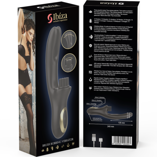 IBIZA - VIBRATORE CLITORIALE MULTICELLULARE E DOPPIA ONDA CON SPAZZOLA RABITT HI-TECH - immagine 6