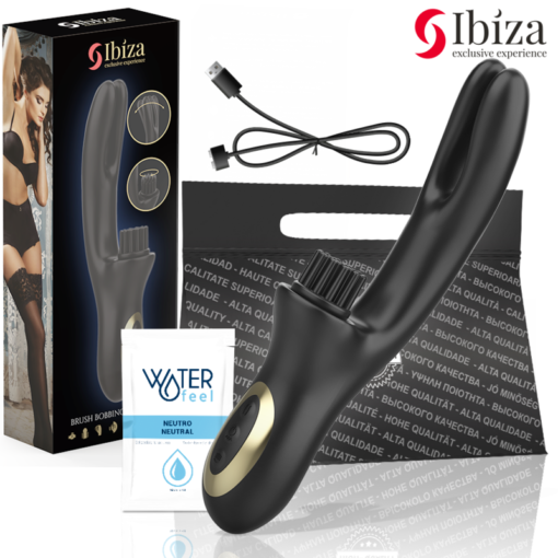 IBIZA - VIBRATORE CLITORIALE MULTICELLULARE E DOPPIA ONDA CON SPAZZOLA RABITT HI-TECH