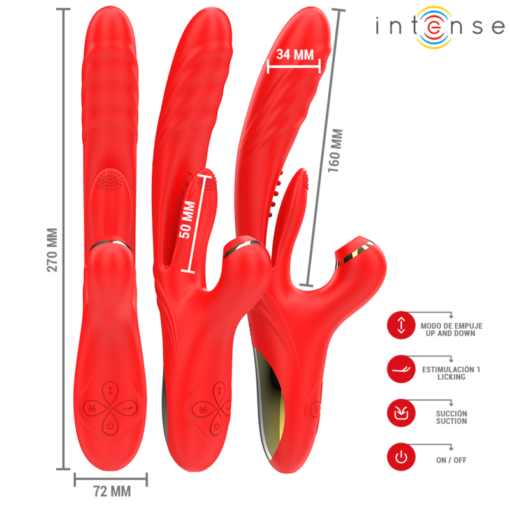 INTENSE - KAROL VIBRATORE MULTIFUNZIONE SPINTA & STIMOLAZIONE & ONDE STIMOLANTI ROSSO - immagine 2