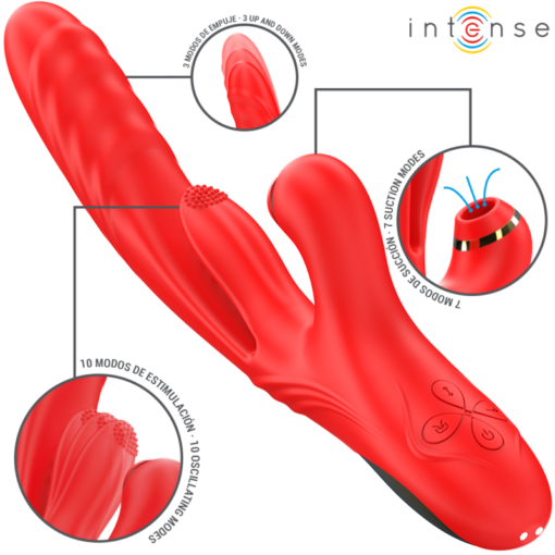 INTENSE - KAROL VIBRATORE MULTIFUNZIONE SPINTA & STIMOLAZIONE & ONDE STIMOLANTI ROSSO