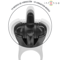 Alternative view of INTENSE - MABEL ANELLO VIBRANTE 10 VIBRAZIONI CON STIMOLATORE CLITORIDEO NERO