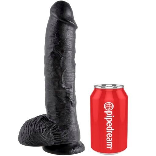 KING COCK - 10 DILDO SCHWARZ MIT EIER 25.4 CM - immagine 3