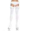 LEG AVENUE - COLLANT BIANCO OPACO CON FINITURA VOLANT E FIOCCO
