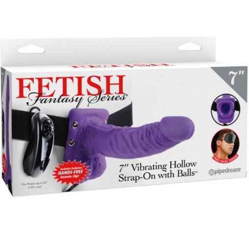 FETISH FANTASY SERIES - SERIES 7 HOLLOW STRAP-ON VIBRANTE CON SFERE 17.8CM VIOLA - immagine 2