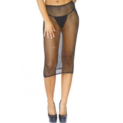 LEG AVENUE - MULTIDRESS A RETE CRISTALLIZZATA NERO OS - immagine 3