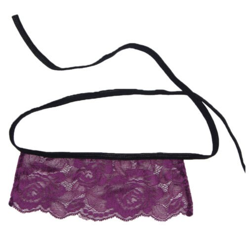 SUBBLIME - CORSET PERIZOMA E BLINDFOLD NERO E VIOLA S / M - immagine 4