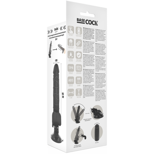 BASECOCK - VIBRATORE REALISTICO TELECOMANDO NERO 18.5 CM -O- 4CM - immagine 5