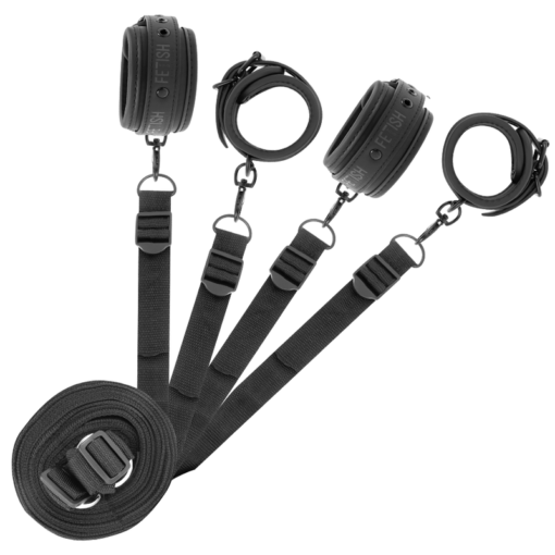 FETISH SUBMISSIVE - SET DI MANETTE E CRAVATTE CON FODERA IN NOPRENE - immagine 2