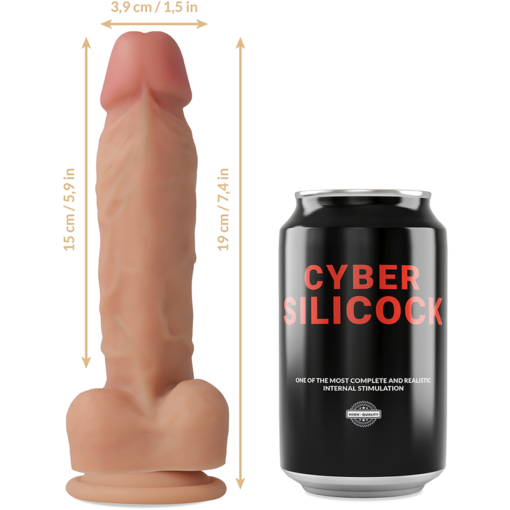 CYBER SILICOCK - STRAP-ON IN SILICONE LIQUIDO OLIVER CON 3 ANELLI IN OMAGGIO 19 CM -O- 3.9 CM - immagine 6