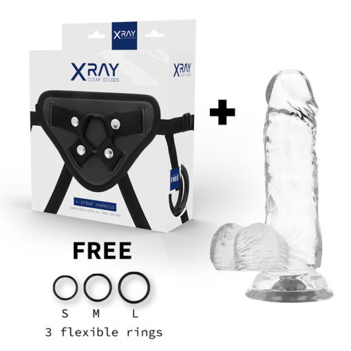 X RAY - IMBRACATURA + CAZZO TRASPARENTE CON SFERE 15.5 CM -O- 3.5 CM - immagine 2